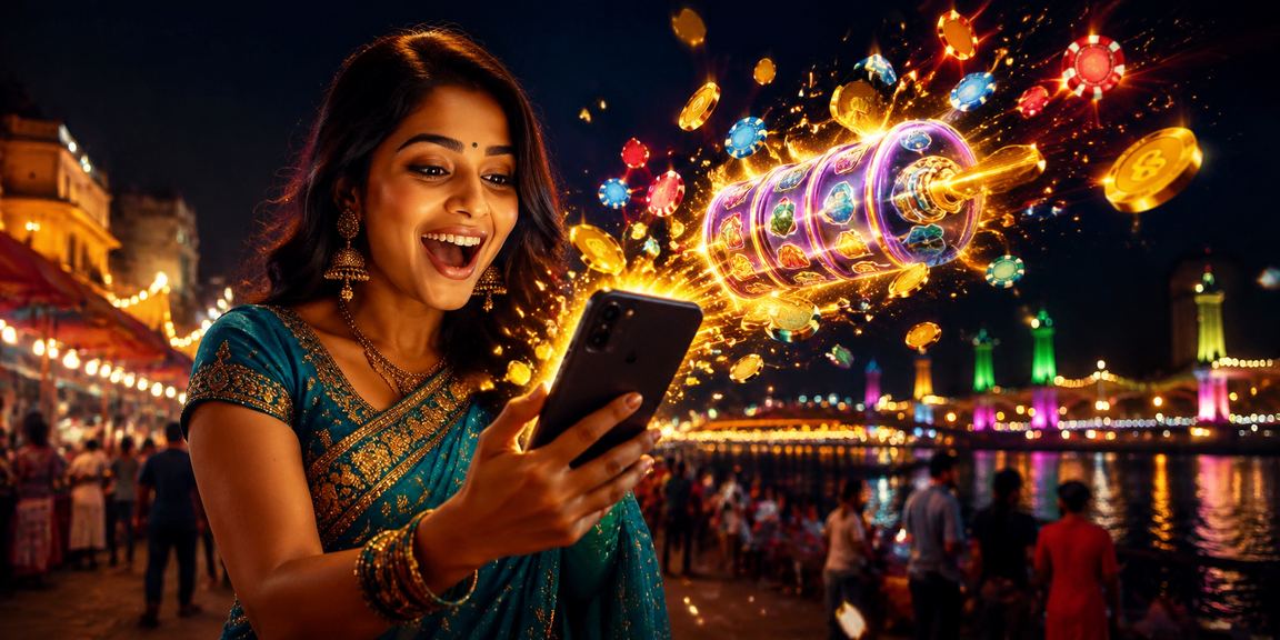 Festive Diwali themed casino promotion with vibrant lights in Ahmedabad