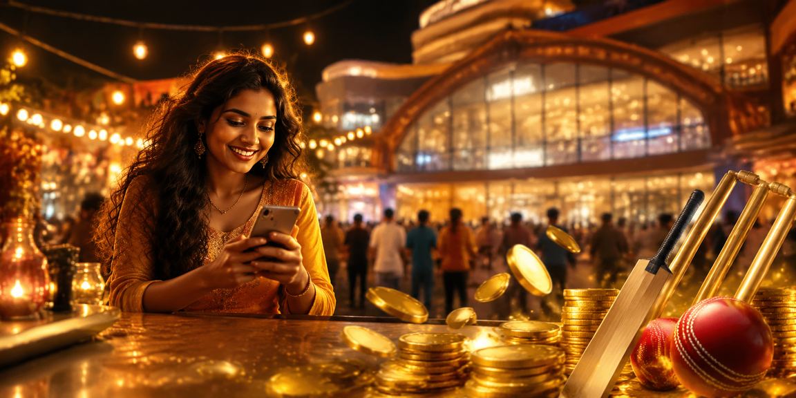 Delhi night market with cricket betting atmosphere
